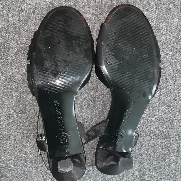 9.5M Liz Claiborne black satin slingbacks - Picture 7 of 8